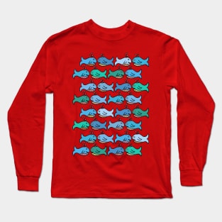 Cute and Colorful Kids Whale Pattern Long Sleeve T-Shirt